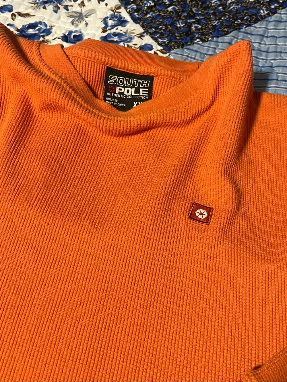 SouthPole Men’s Waffle Knit Orange Long Sleeve XXL